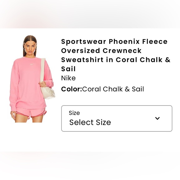 GUC Nike Phoenix oversized crewneck in Pink Coral Chalk and Sail. Size small - Picture 7 of 13
